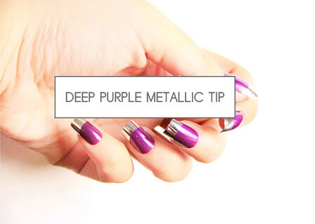 kunstnagels deep purple metalic tip